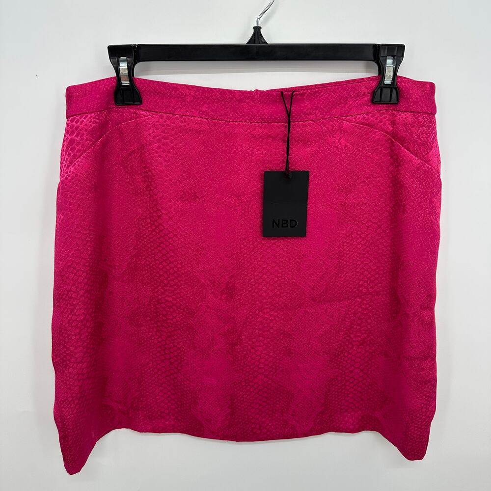 NBD NWT Revolve Terra Fuchsia Satin Snakeskin Mini Skirt // L - Picture 3 of 13